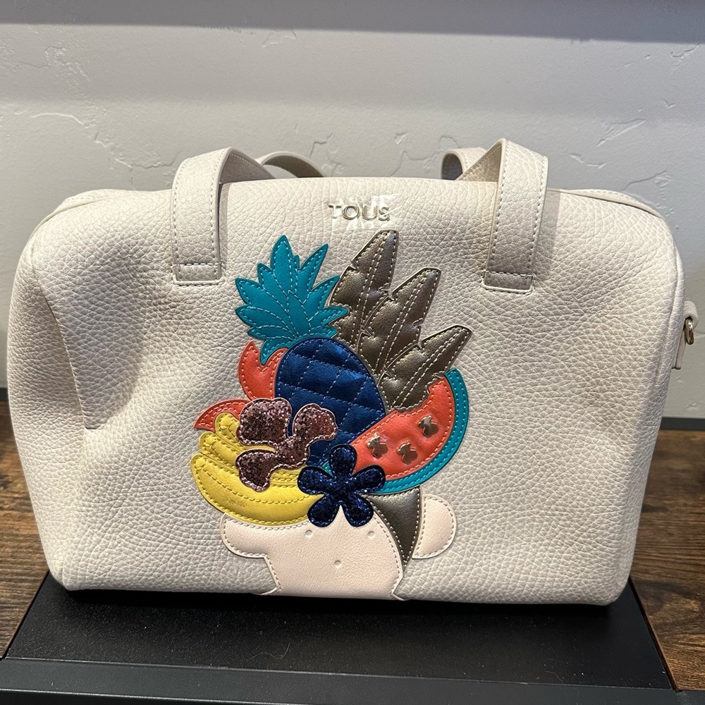 NWT Tous Tropical Summer Bear Leather Speedy Bowling Bag Fruits